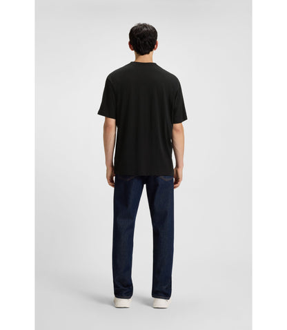 Hugo Blue Logo T Shirt In Cotton Jersey Black