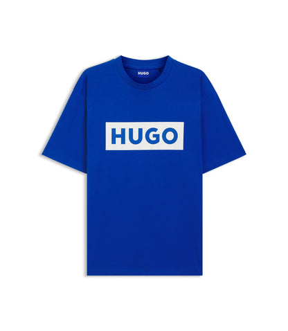 Hugo Blue Logo T Shirt In Cotton Jersey Light Blue