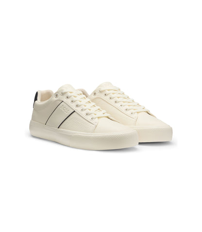 Boss Faux Leather Trainers With Grained And Plain Textures White White