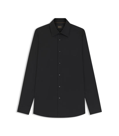 Boss Slim Fit Shirt In Stretch Cotton Blend Poplin Black