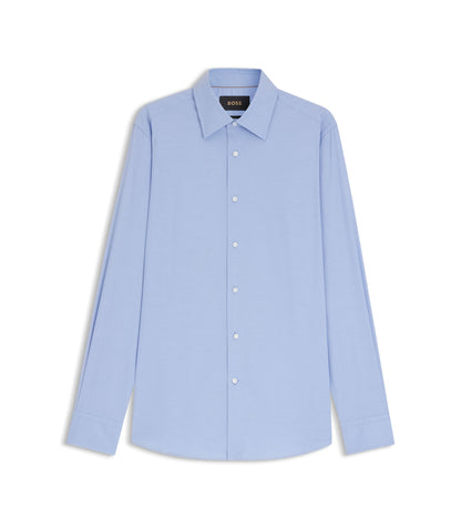 Boss Slim Fit Shirt In Stretch Cotton Blend Poplin Light Blue