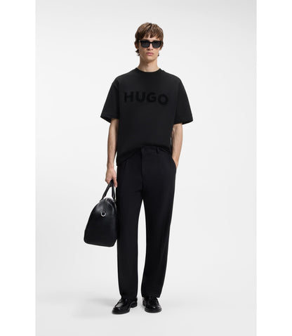 Hugo Cotton Jersey T Shirt With Reflective Logo Black