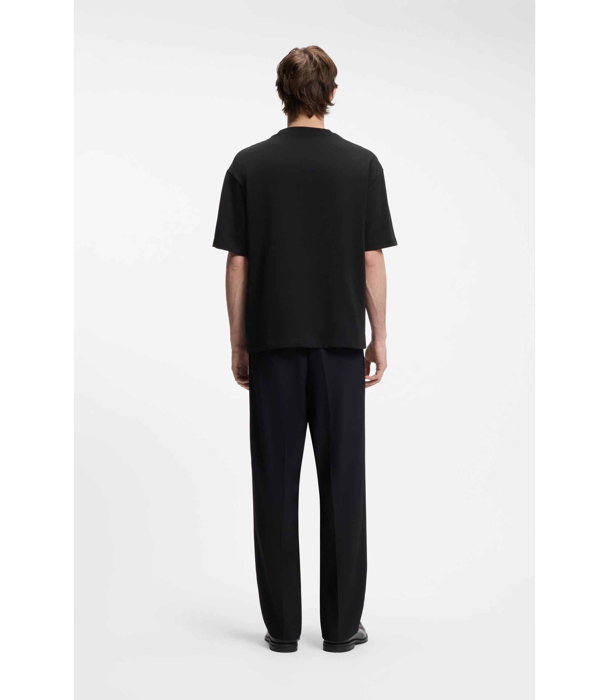 Hugo Cotton Jersey T Shirt With Reflective Logo Black