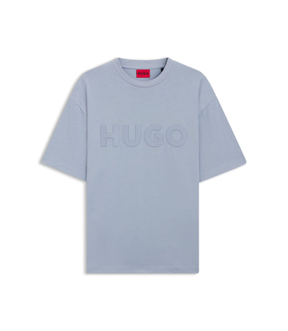Hugo Cotton Jersey T Shirt With Reflective Logo Purple
