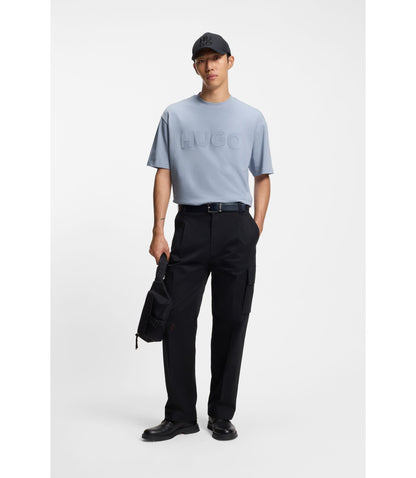 Hugo Cotton Jersey T Shirt With Reflective Logo Purple
