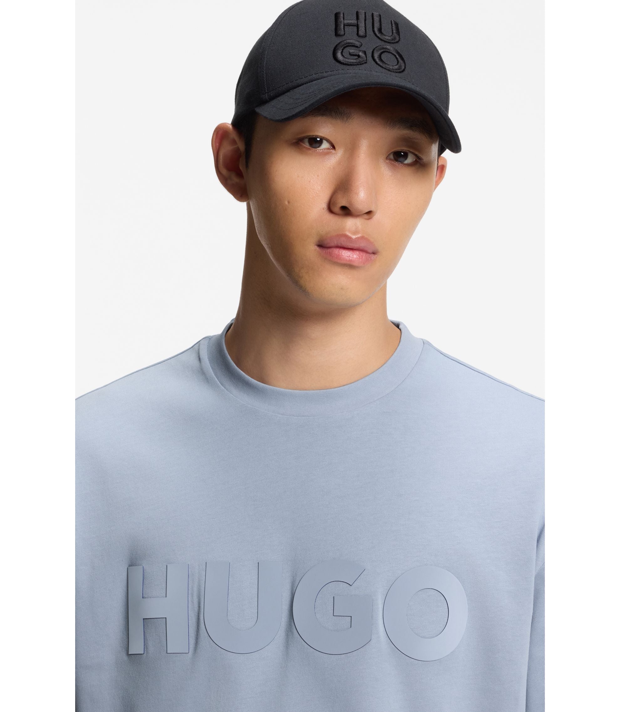 Hugo Cotton Jersey T Shirt With Reflective Logo Purple