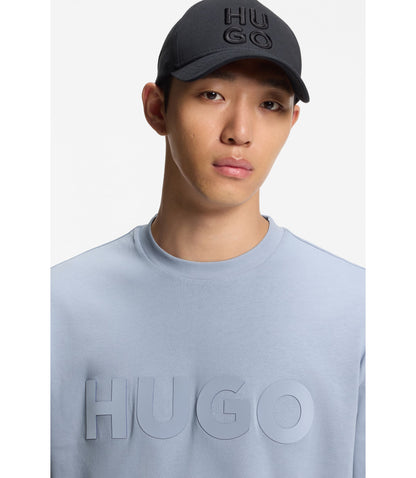 Hugo Cotton Jersey T Shirt With Reflective Logo Purple