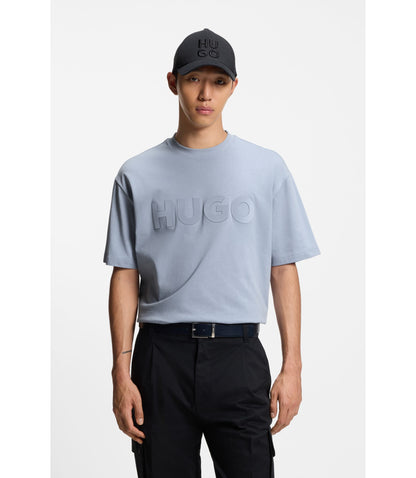 Hugo Cotton Jersey T Shirt With Reflective Logo Purple