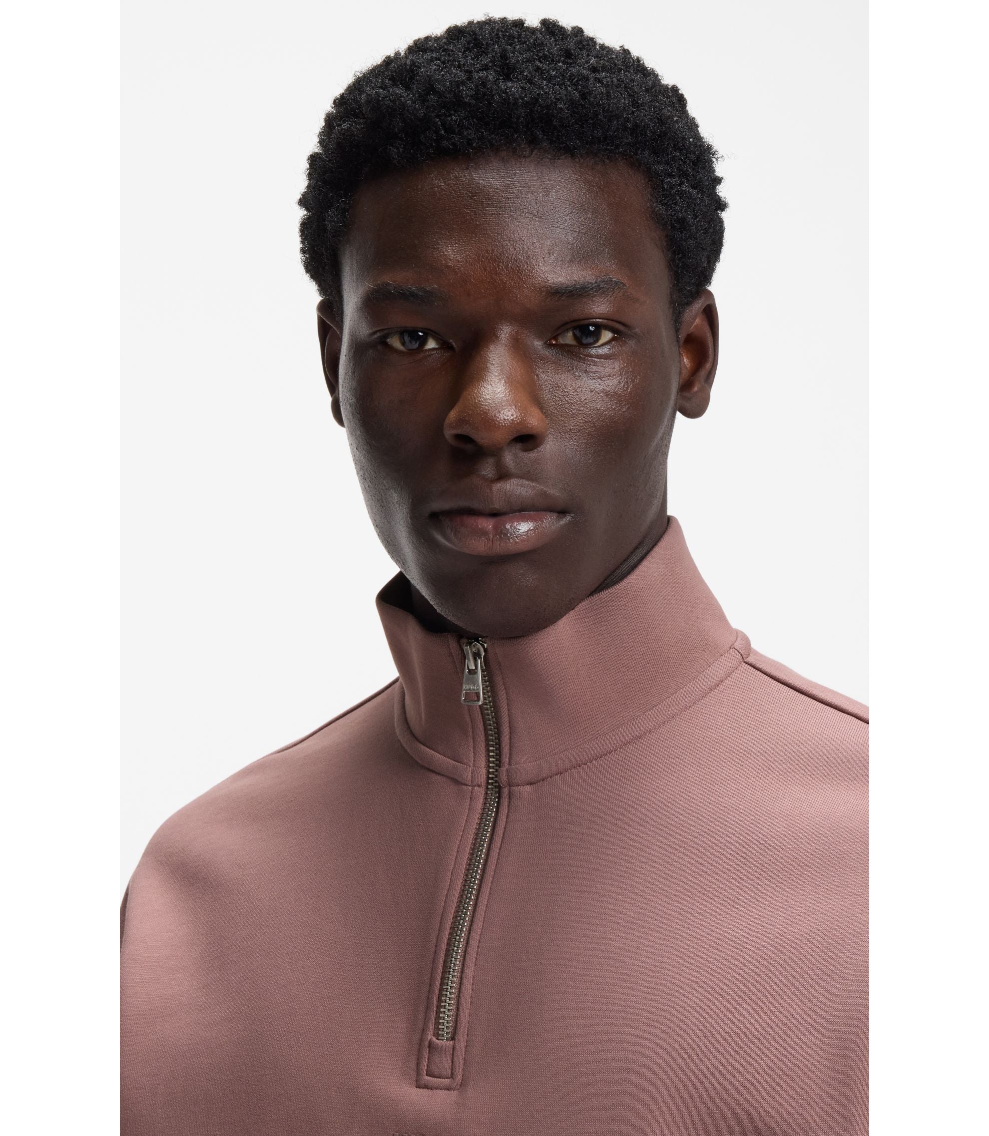 Hugo Logo Print Sweatshirt In Cotton Terry Light Brown