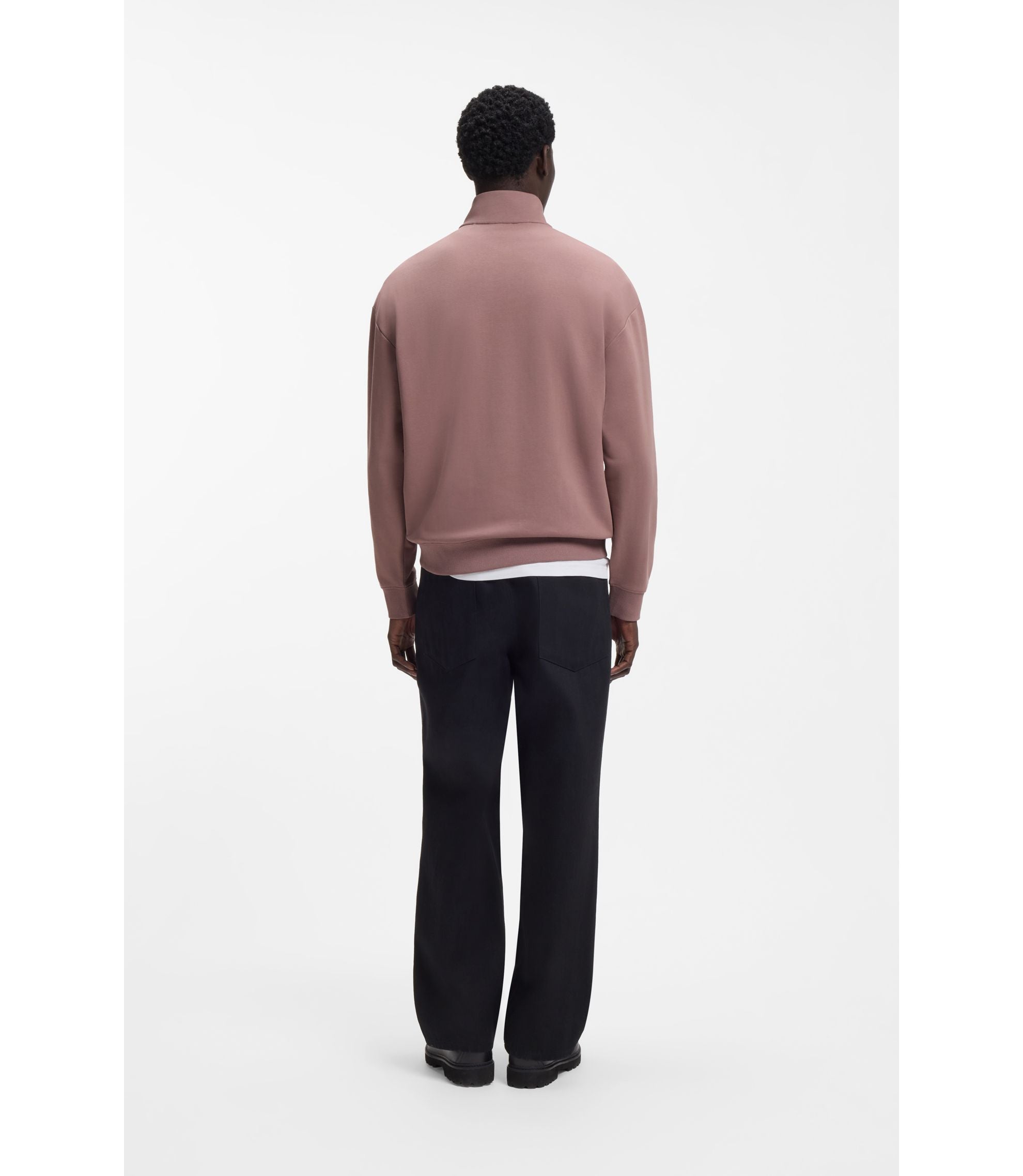 Hugo Logo Print Sweatshirt In Cotton Terry Light Brown