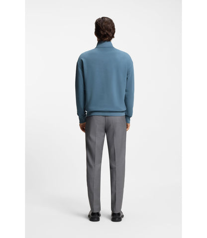 Hugo Logo Print Sweatshirt In Cotton Terry Light Blue