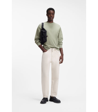 Hugo Relaxed Fit Sweatshirt In Cotton Terry With Logo Detail Light Green