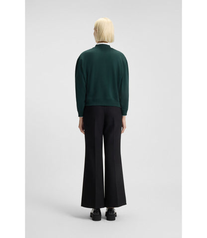 Hugo Cotton Terry Sweatshirt With Stacked Logo Embroidery Dark Green Women's