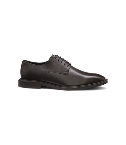Hugo Embossed Logo Derby Shoes In Leather Dark Brown Dark Brown