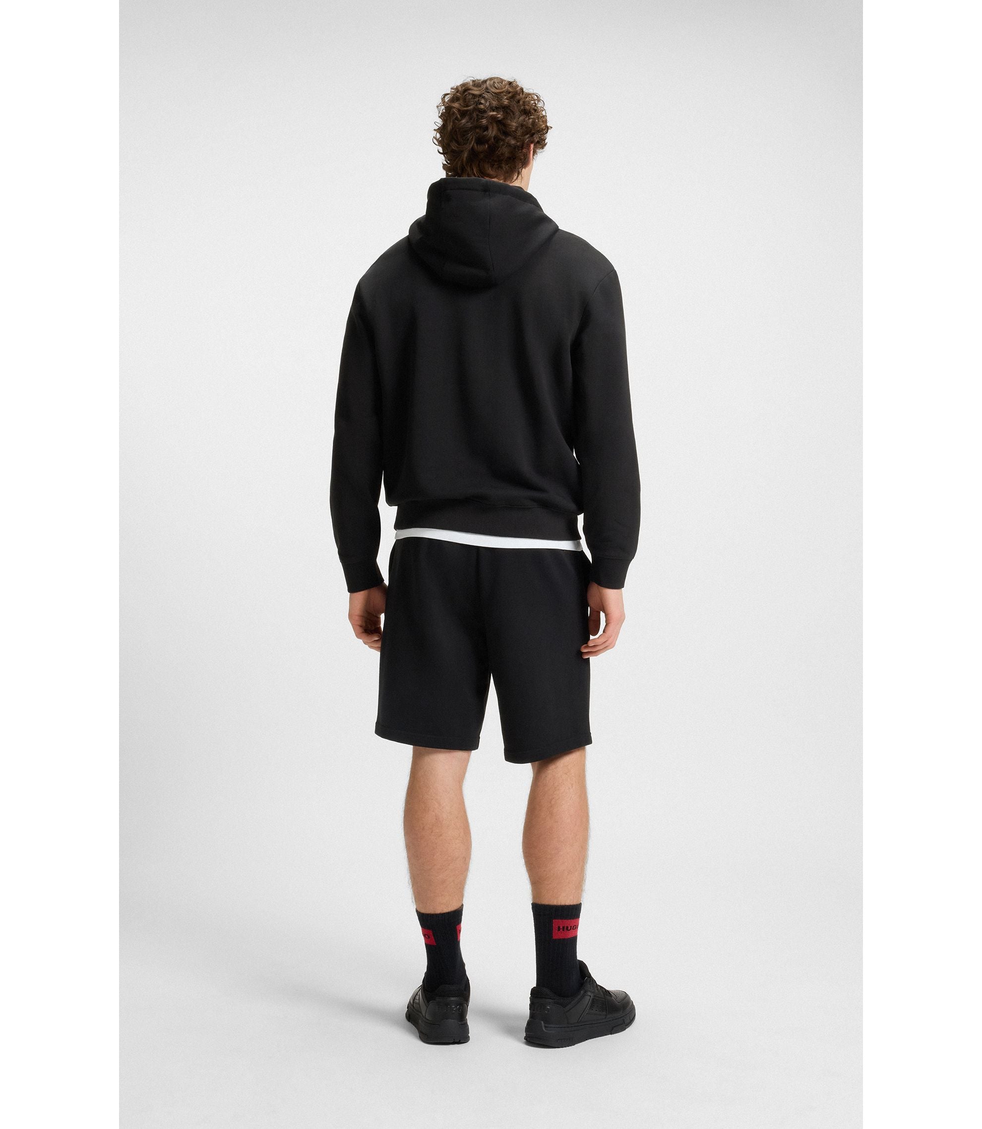 Hugo Cotton Terry Shorts With Logo Print Black