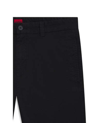 Hugo Slim Fit Trousers In Stretch Cotton Gabardine Black