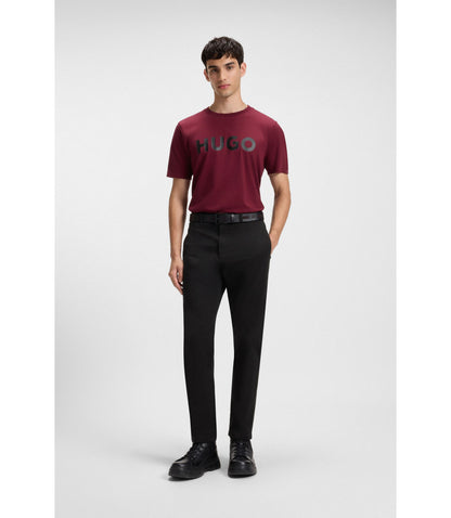 Hugo Slim Fit Trousers In Stretch Cotton Gabardine Black