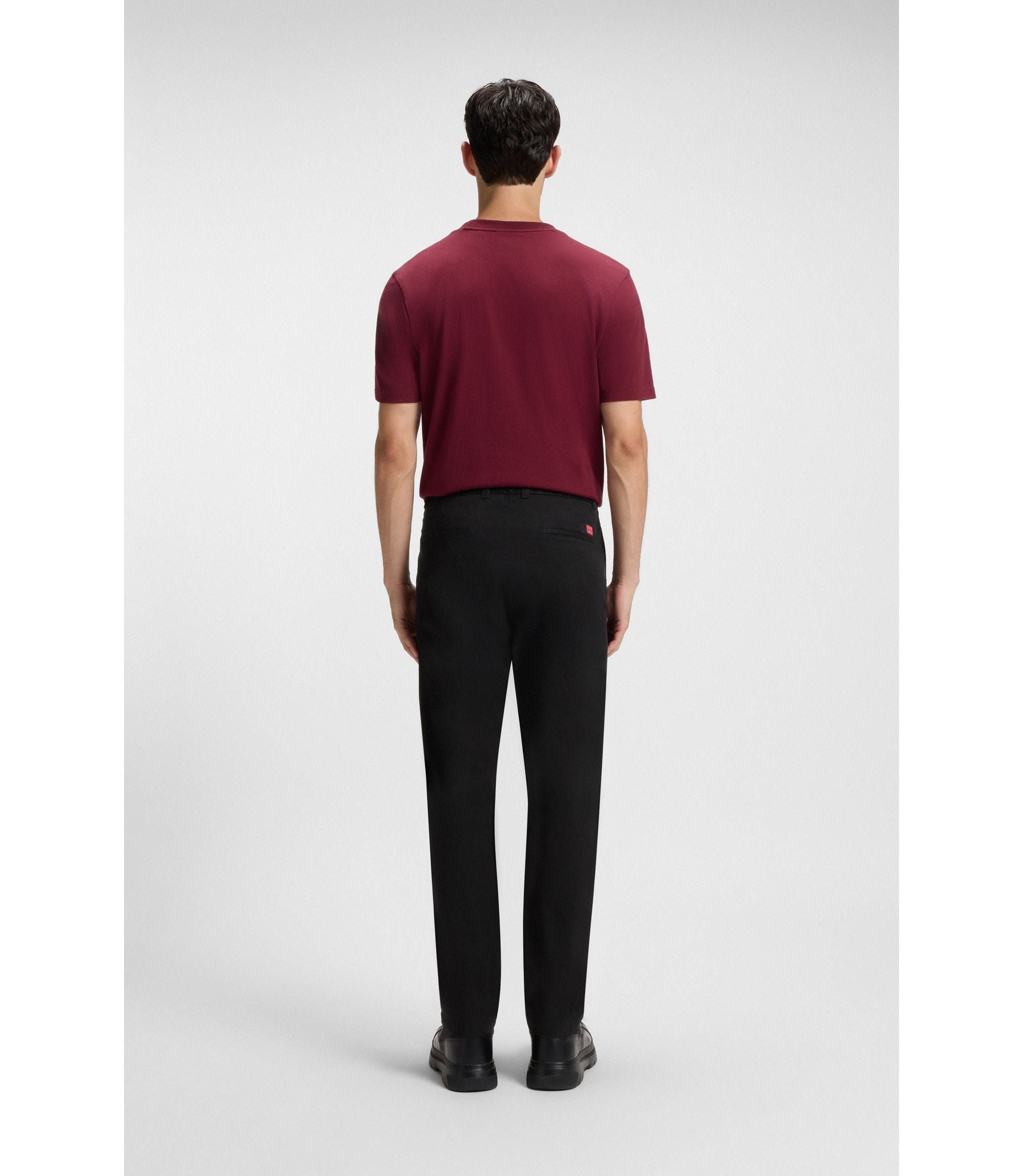 Hugo Slim Fit Trousers In Stretch Cotton Gabardine Black