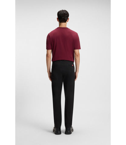 Hugo Slim Fit Trousers In Stretch Cotton Gabardine Black
