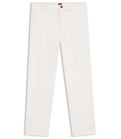 Hugo Slim Fit Trousers In Stretch Cotton Gabardine White