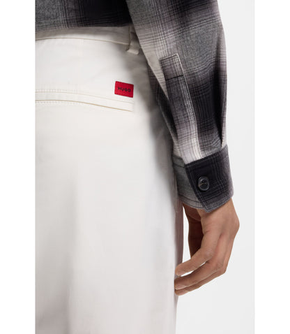 Hugo Slim Fit Trousers In Stretch Cotton Gabardine White
