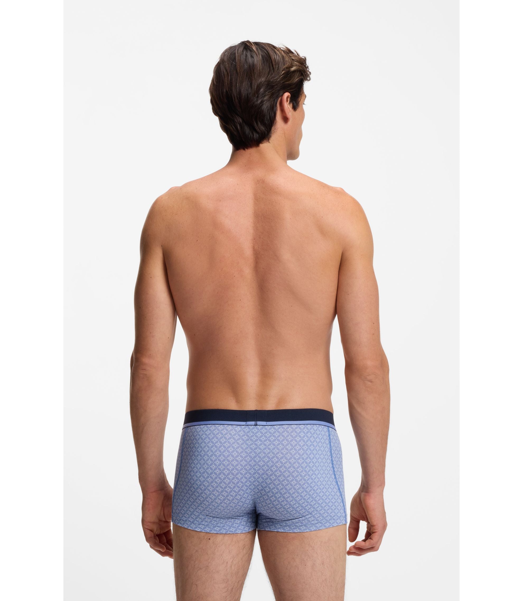 Boss Printed Trunks In Stretch Cotton Light Blue