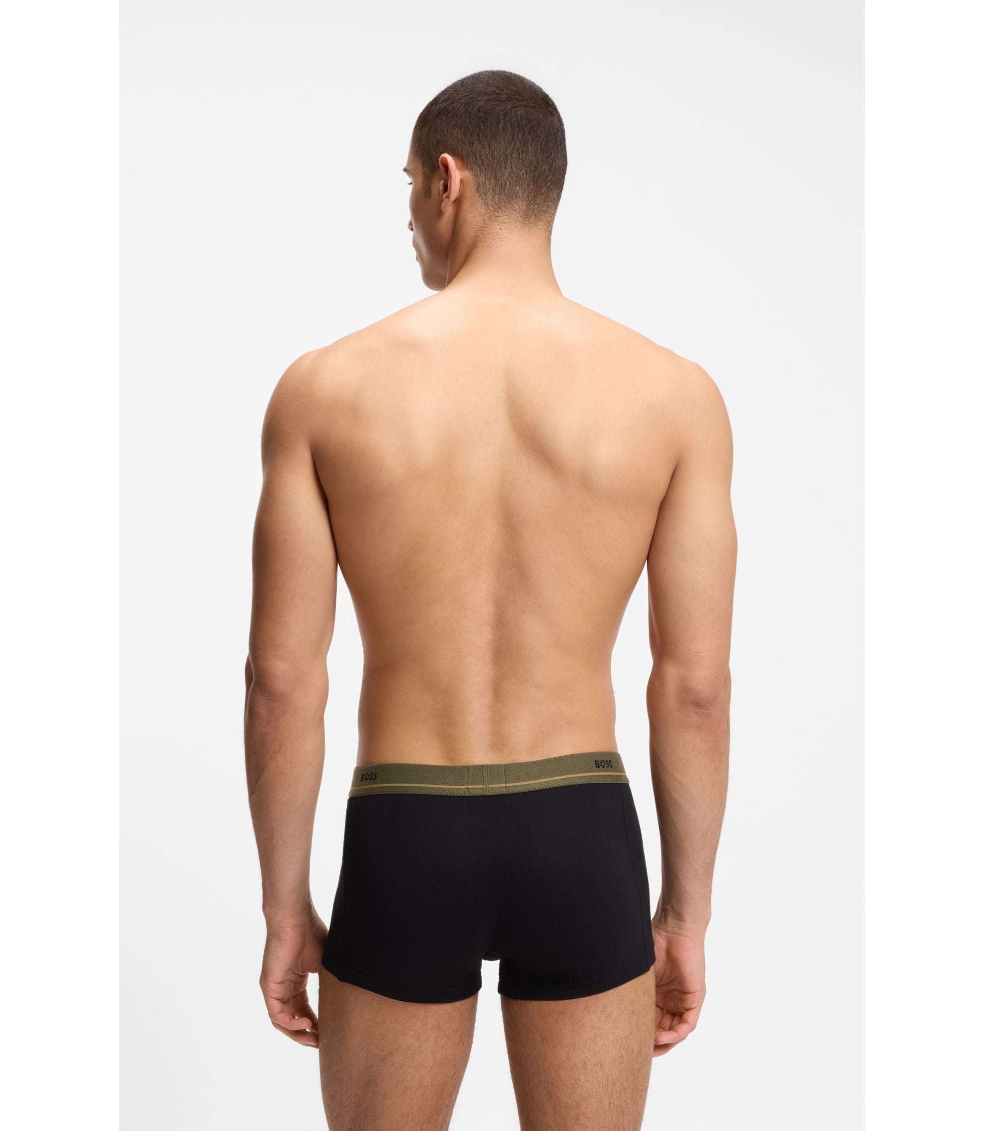 Boss Five Pack Of Stretch Cotton Trunks With Logo Waistbands Black
