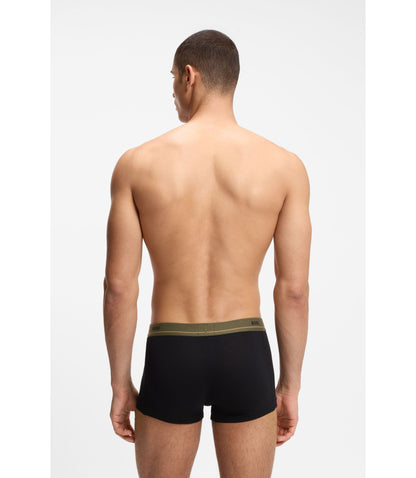Boss Five Pack Of Stretch Cotton Trunks With Logo Waistbands Black