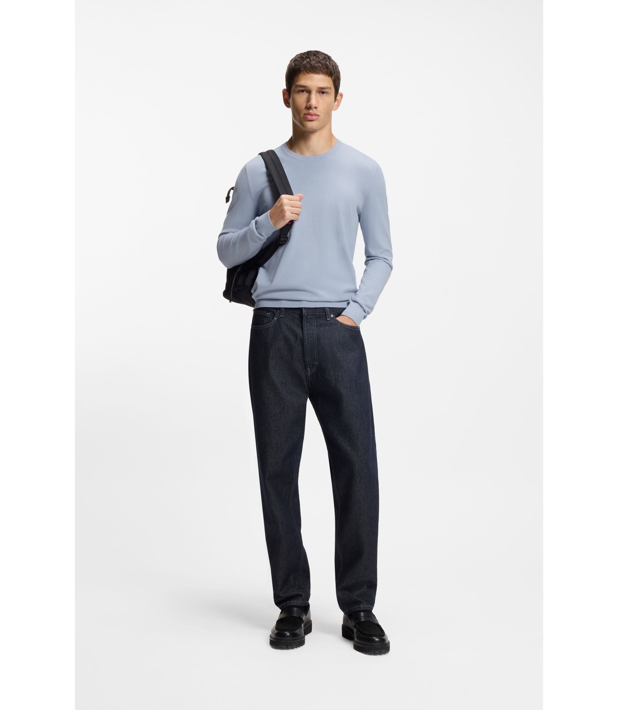 Hugo Regular Fit Knitted Sweater With Crew Neckline Purple