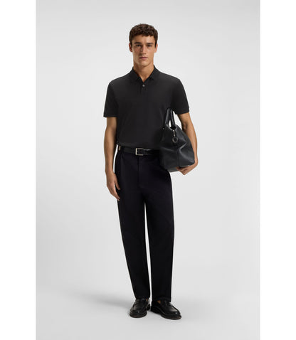 Boss Micro Pattern Polo Shirt In Mercerised Cotton Black