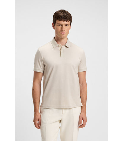 Boss Micro Pattern Polo Shirt In Mercerised Cotton White