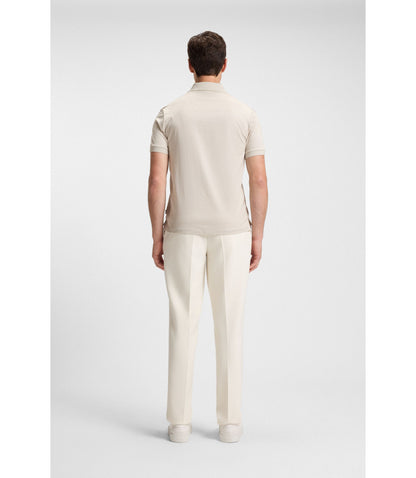 Boss Micro Pattern Polo Shirt In Mercerised Cotton White