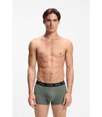 Hugo Three Pack Trunks With Jacquard Logo Waistband Light Grey