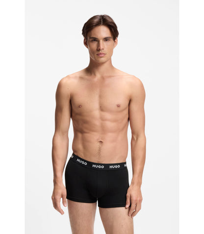 Hugo Three Pack Trunks With Jacquard Logo Waistband Light Grey