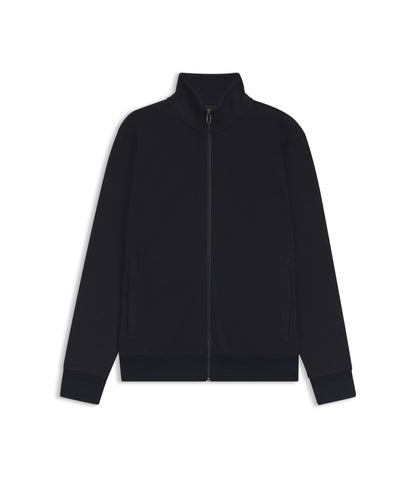Boss Zip Up Sweatshirt In Mercerized Stretch Cotton Piqu Dark Blue