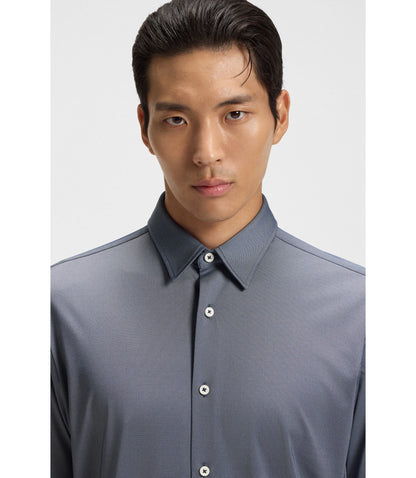 Boss Slim Fit Shirt In Structured Performance Stretch Fabric Grey