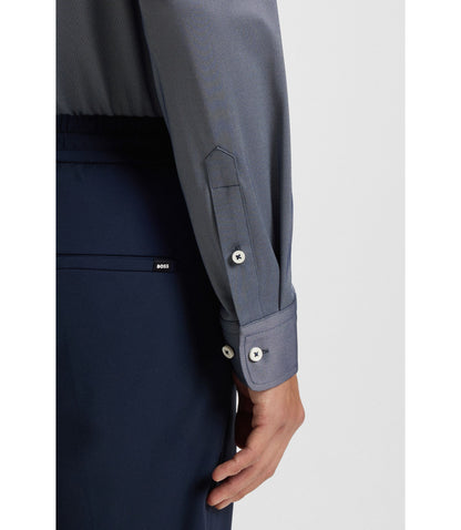 Boss Slim Fit Shirt In Structured Performance Stretch Fabric Grey