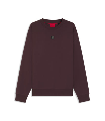 Hugo Stacked Logo Sweatshirt In A Cotton Blend Light Brown