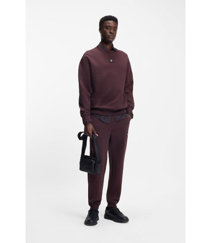 Hugo Stacked Logo Sweatshirt In A Cotton Blend Light Brown