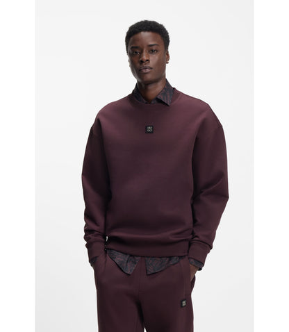 Hugo Stacked Logo Sweatshirt In A Cotton Blend Light Brown