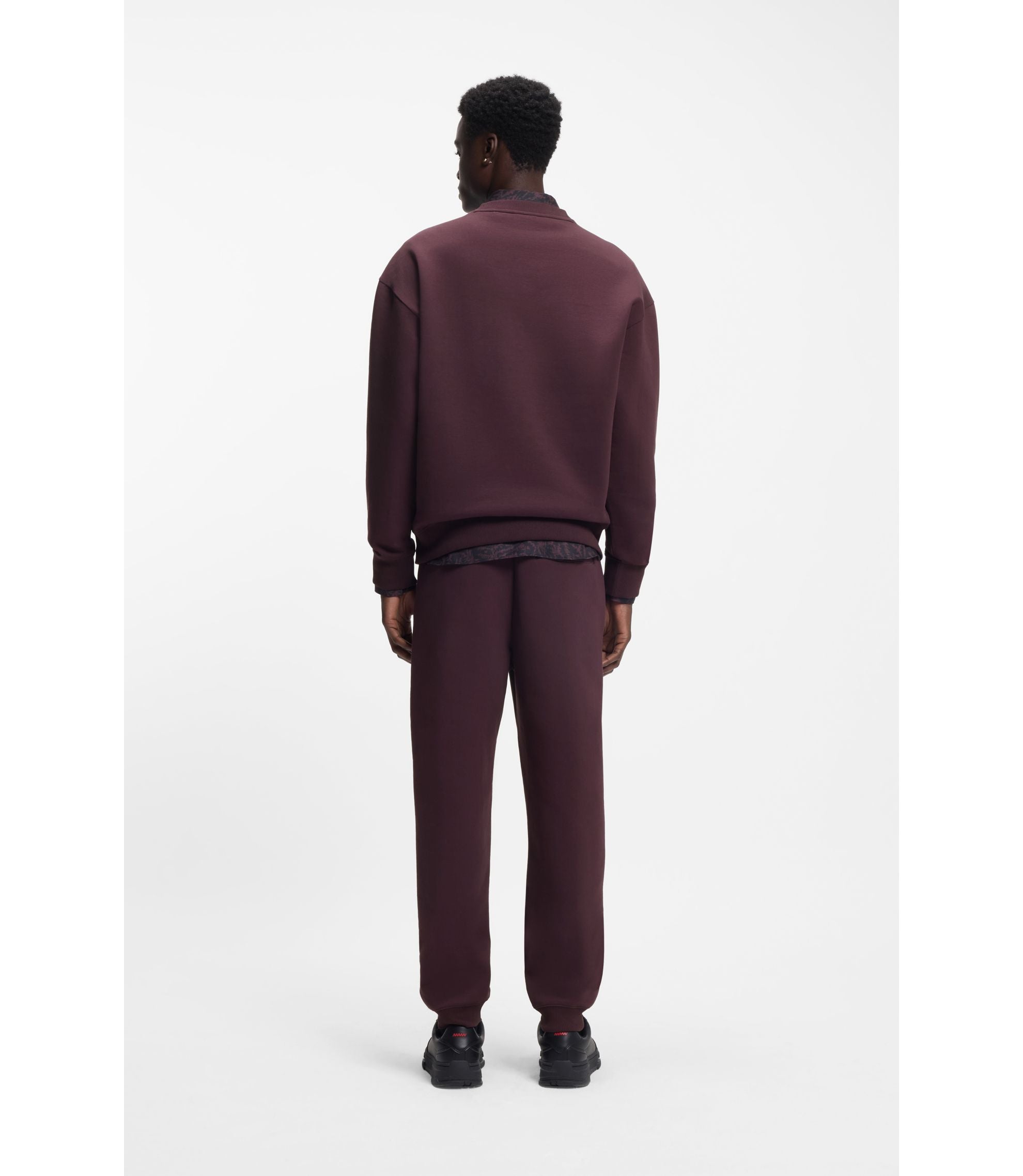 Hugo Stacked Logo Sweatshirt In A Cotton Blend Light Brown