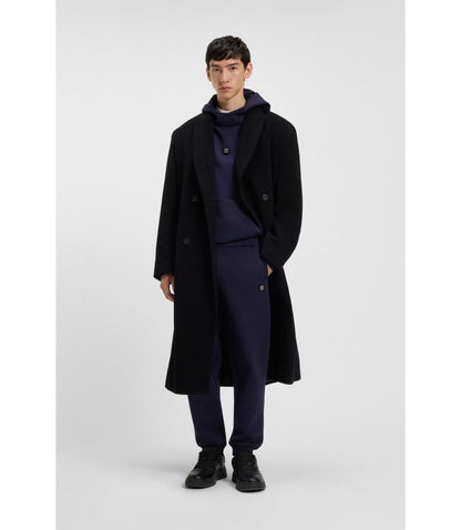 Hugo Stacked Logo Tracksuit Bottoms In A Cotton Blend Dark Blue