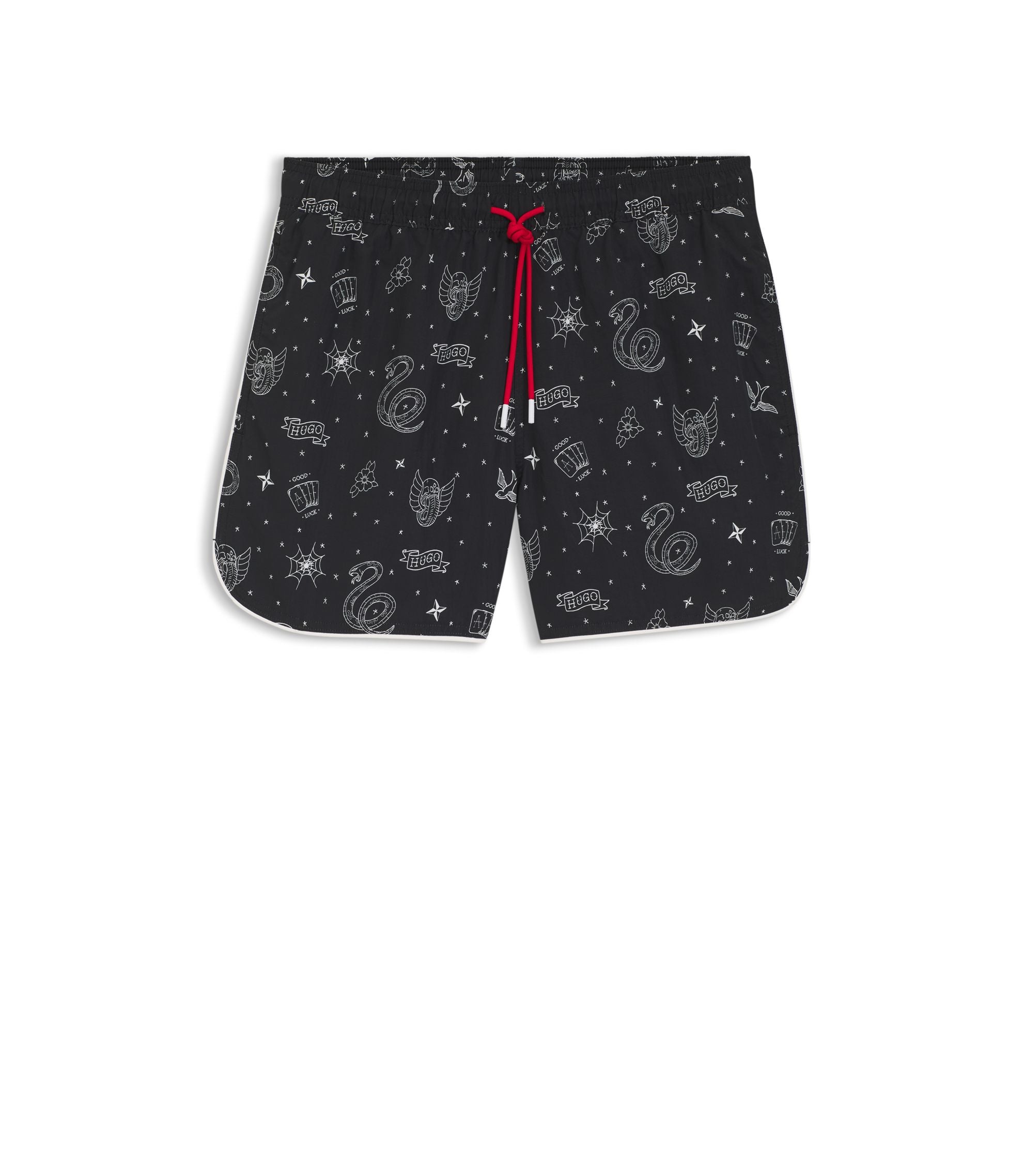 Hugo Swim Shorts With All Over Print Light Grey
