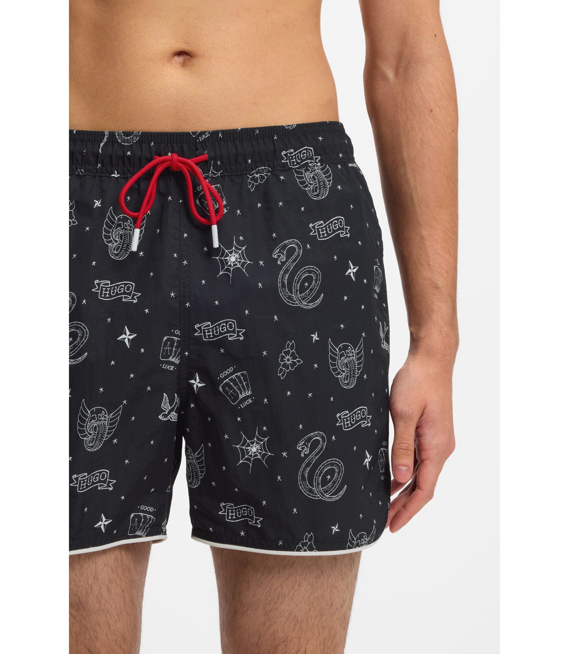 Hugo Swim Shorts With All Over Print Light Grey