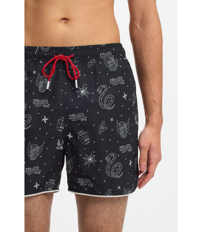 Hugo Swim Shorts With All Over Print Light Grey