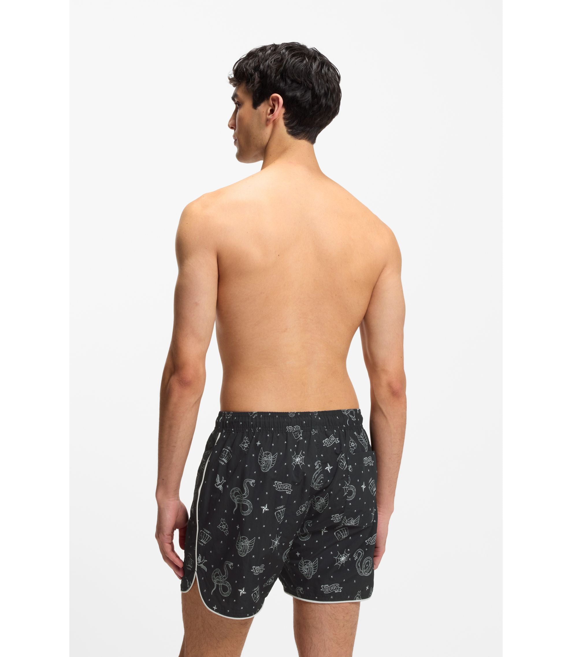 Hugo Swim Shorts With All Over Print Light Grey