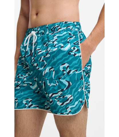 Hugo Swim Shorts With All Over Print Light Blue
