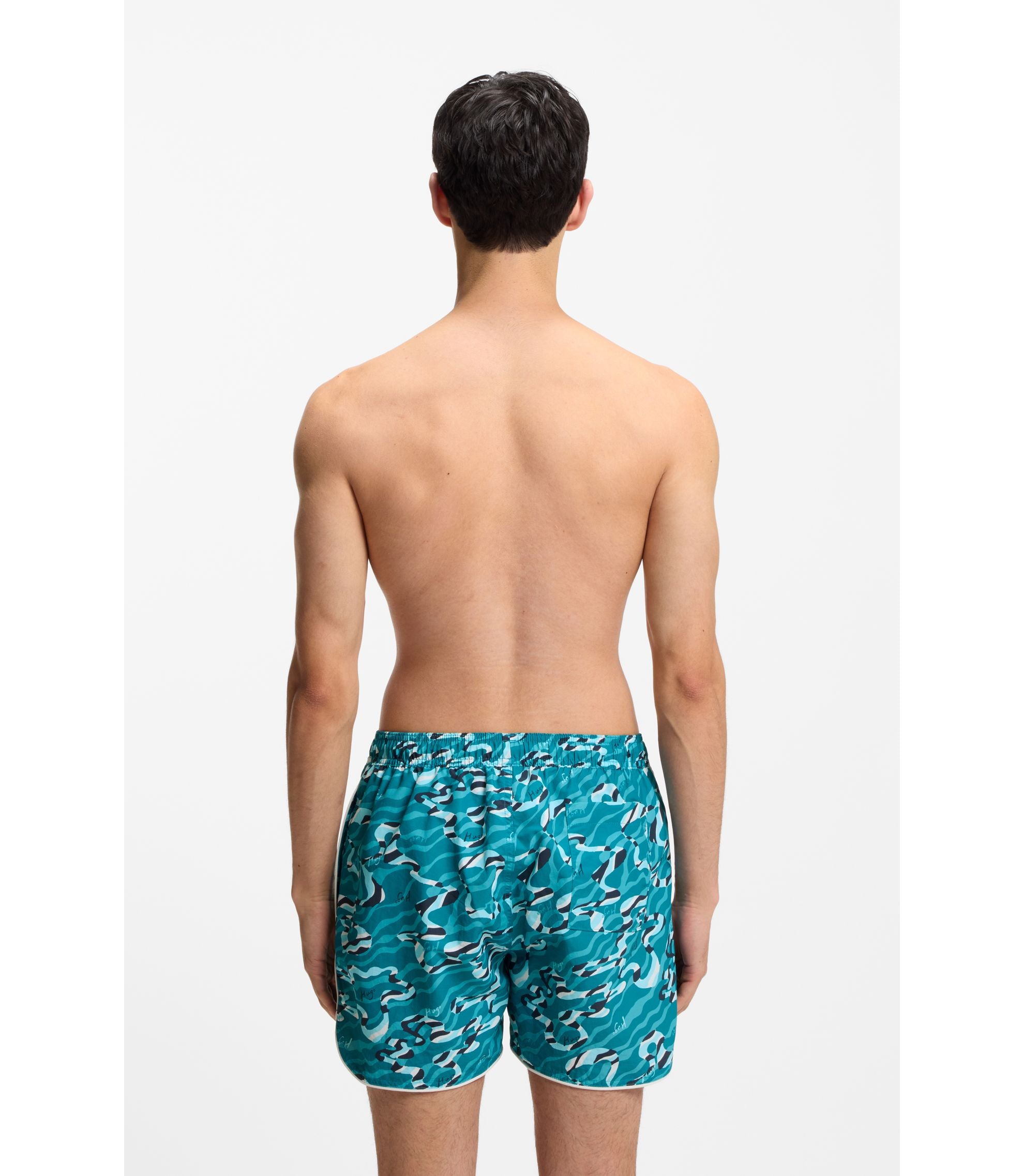 Hugo Swim Shorts With All Over Print Light Blue