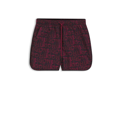Hugo Swim Shorts With All Over Print Dark Red