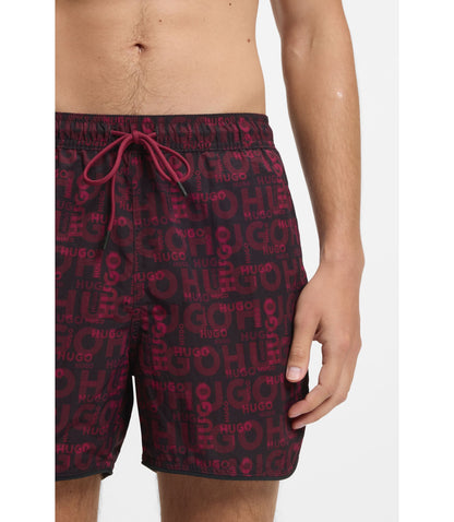 Hugo Swim Shorts With All Over Print Dark Red